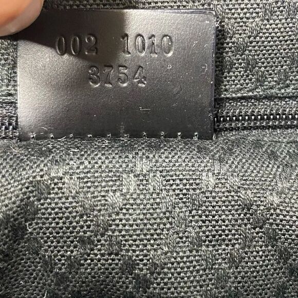 GUCCI Black Bamboo Handle Monogram Canvas Shopper Handbag Purse Y2K Vintage - Picture 12 of 12